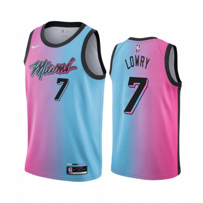 Nike Miami Heat #7 Kyle Lowry Youth Blue Pink NBA Swingman 2020-21 City Edition Jersey